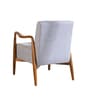 Sway Teak Wood Arm Chair in Misty Grey Fabric