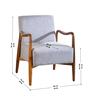Sway Teak Wood Arm Chair in Misty Grey Fabric