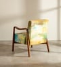 Sway Teak Wood Arm Chair in Printed Yellow Color