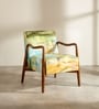 Sway Teak Wood Arm Chair in Printed Yellow Color