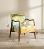 Sway Teak Wood Arm Chair in Printed Yellow Color