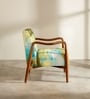 Sway Teak Wood Arm Chair in Printed Yellow Color
