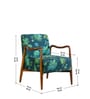 Sway Teak Wood Arm Chair in Teal Printed Fabric