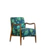 Sway Teak Wood Arm Chair in Teal Printed Fabric