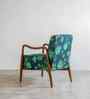 Sway Teak Wood Arm Chair in Teal Printed Fabric