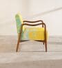 Sway Teak Wood Arm Chair in Yellow Fabric