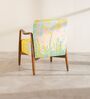 Sway Teak Wood Arm Chair in Yellow Fabric