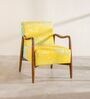 Sway Teak Wood Arm Chair in Yellow Fabric