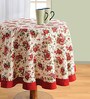 Swayam Libra Red 100% Cotton 4 Seater Round Table Cover