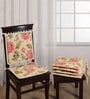Cream Cotton Filled 16X16 Inch Printed Chair Pads (Set Of 2)