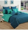 Blue Traditional Cotton 4 Pieces Double Bedding Set
