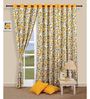 Yellow Cotton Floral 5ft Semisheer Eyelet 1 Pc Window Curtain
