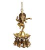 Swaying Ganesha Hand-Etched Gold Brass Decorative Wall Hanging Diyas With Bells
