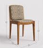 Swerve 6 Seater  Acacia Wood Dining Table Set With Bench And 4 Cushioned Teak Chairs In Natural Grain Finish