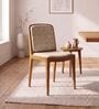 Swerve 6 Seater  Acacia Wood Dining Table Set With Bench And 4 Cushioned Teak Chairs In Natural Grain Finish