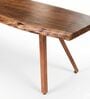 Swerve 6 Seater  Acacia Wood Dining Table Set With Bench And 4 Cushioned Teak Chairs In Natural Grain Finish