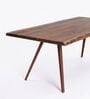 Swerve 6 Seater Acacia Wood Dining Table Set With Cushioned Teak Chairs In Natural Finish Swerve 6 Seater Acacia Wood Dining Table Set With Cushioned Teak Chairs In Natural Finish