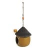 Swinging Cottage Yellow & Brown Terracotta Bird House