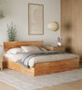 Wakefit Swirl Solid Wood King Size Bed In Midas Gold Colour With Box Storage