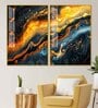 Swirling Golden Abstract Textured Acrylic Art Framed Art Panel (Set Of 2)