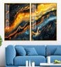 Swirling Golden Abstract Textured Acrylic Art Framed Art Panel (Set Of 2)