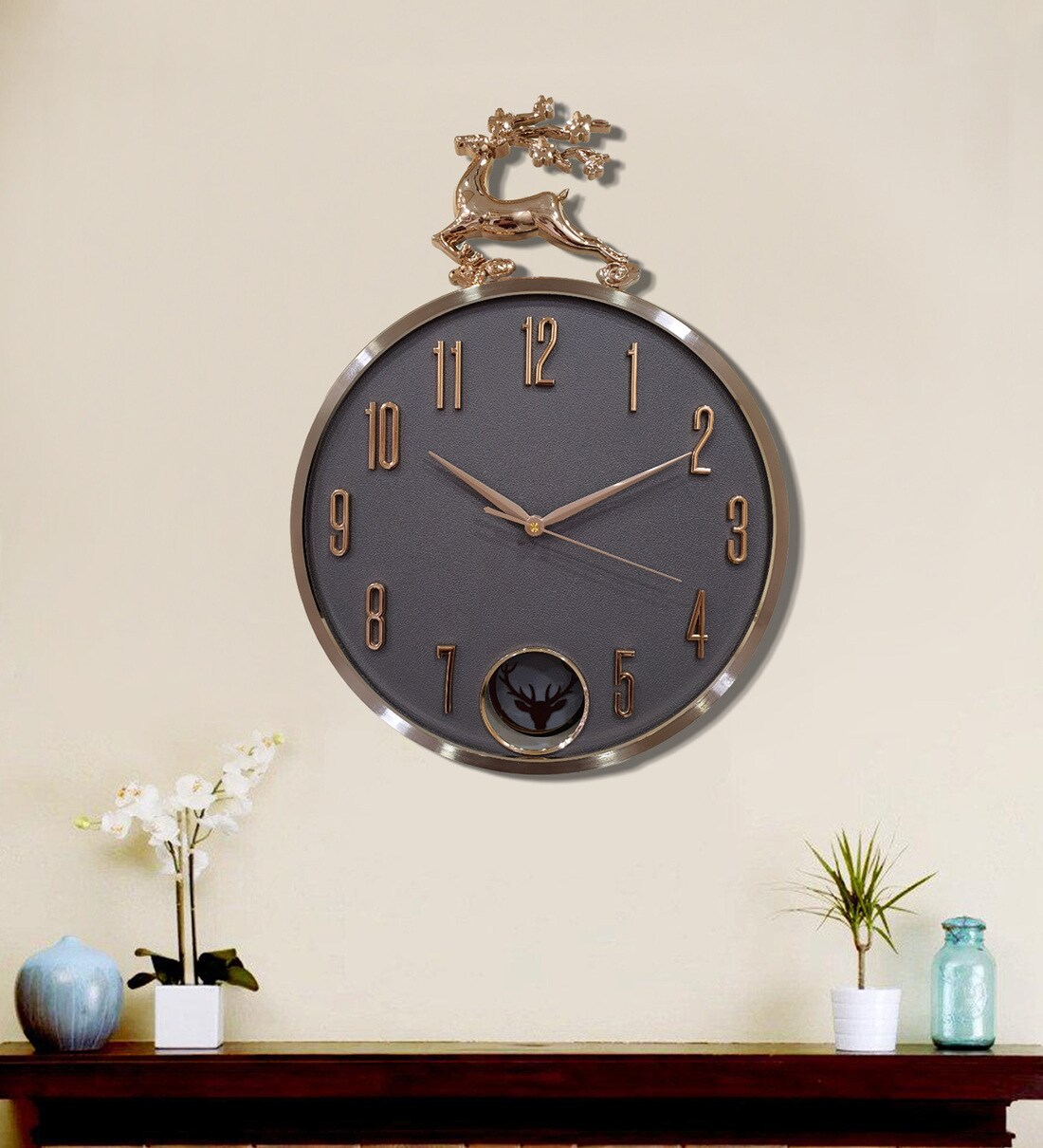Buy Synthetic Grey Elegant Wall Clock at 42 OFF by FunkyDecors Pepperfry