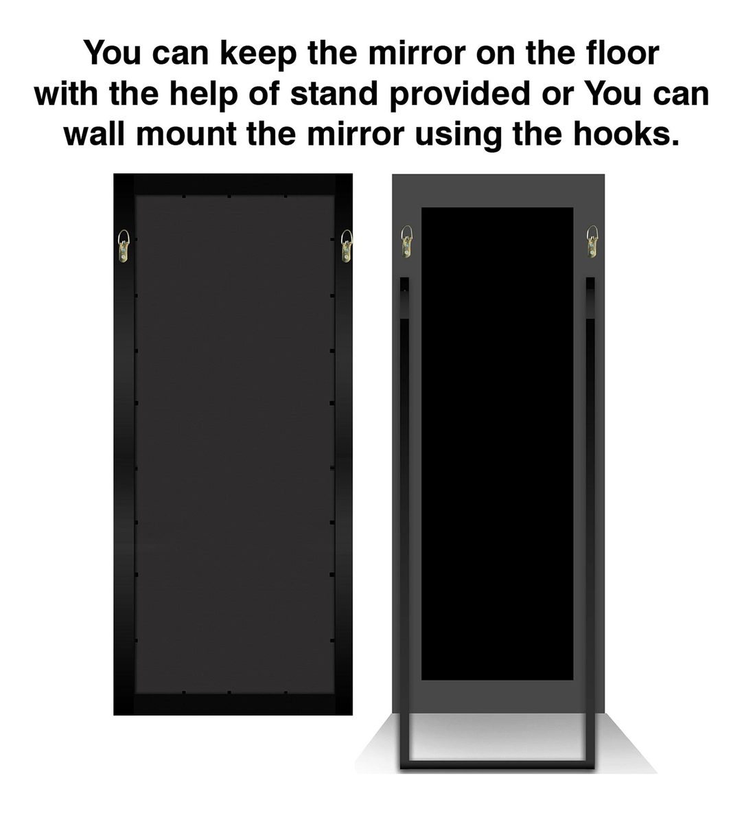 Buy Synthetic Wood Rectangle Floor Rested Mirror in Brown Colour Online