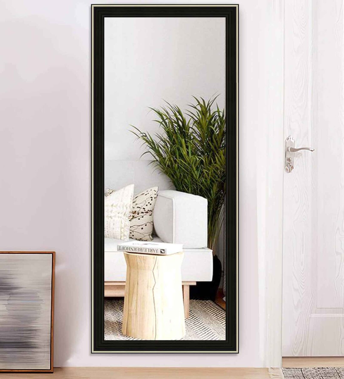 Buy Synthetic Wood Black Framed 4 x 2 Ft Wall Mirror By Elegant Arts ...