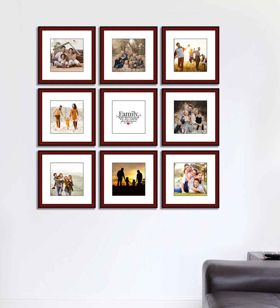 Buy Synthetic Wood Wall Collage Set of 9 Photo Frames By Elegant Arts And Frames Online