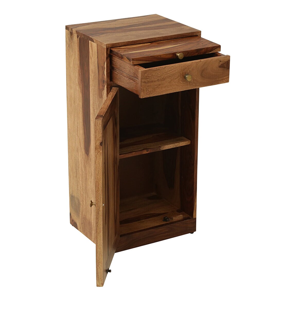 Buy Syrna Solid Wood Bar Cabinet In Rustic Teak Finish By Woodsworth ...