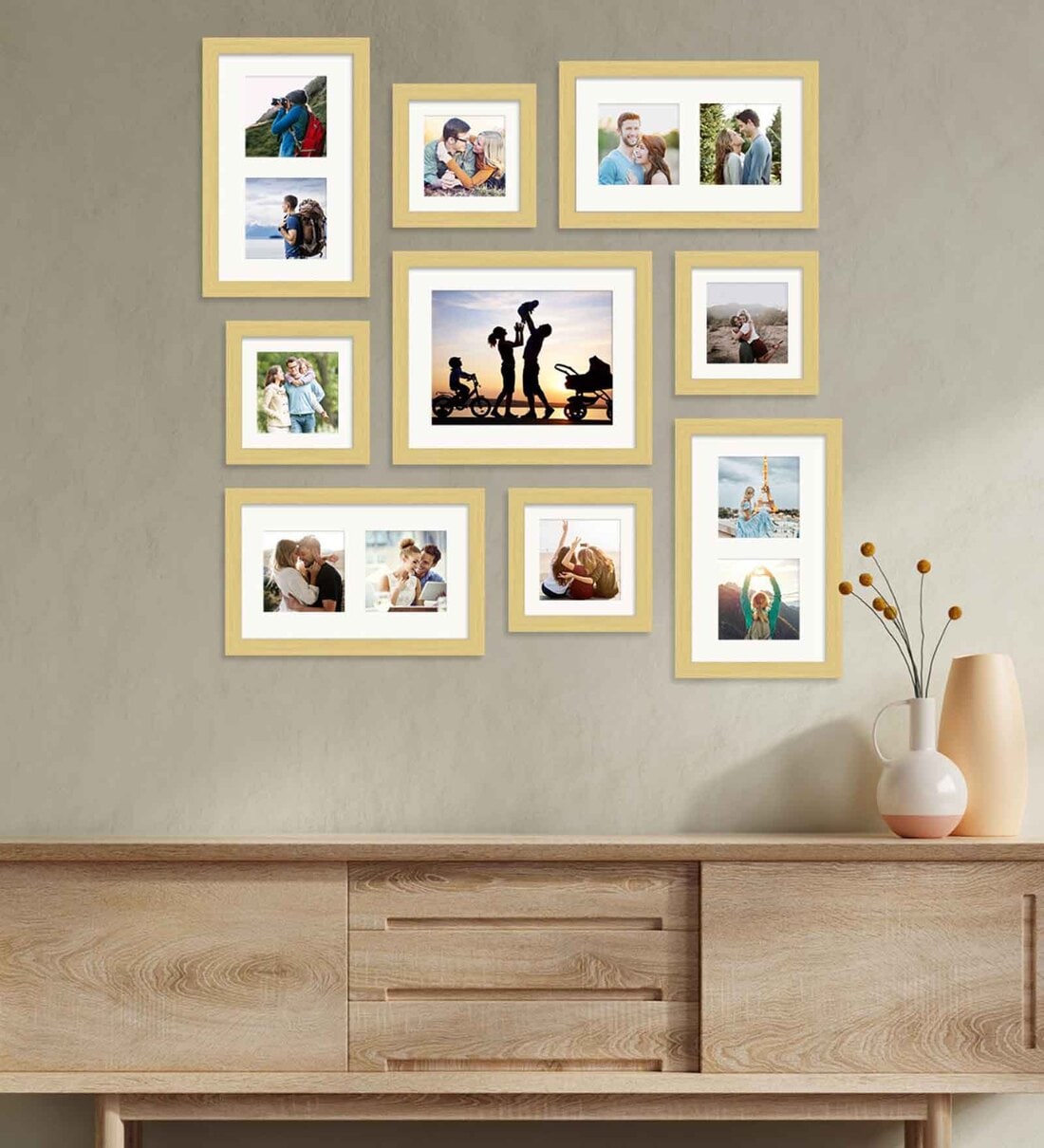 Buy Dave Set Of 9 Beige Synthetic Wood Collage Photo Frames at 38% OFF ...