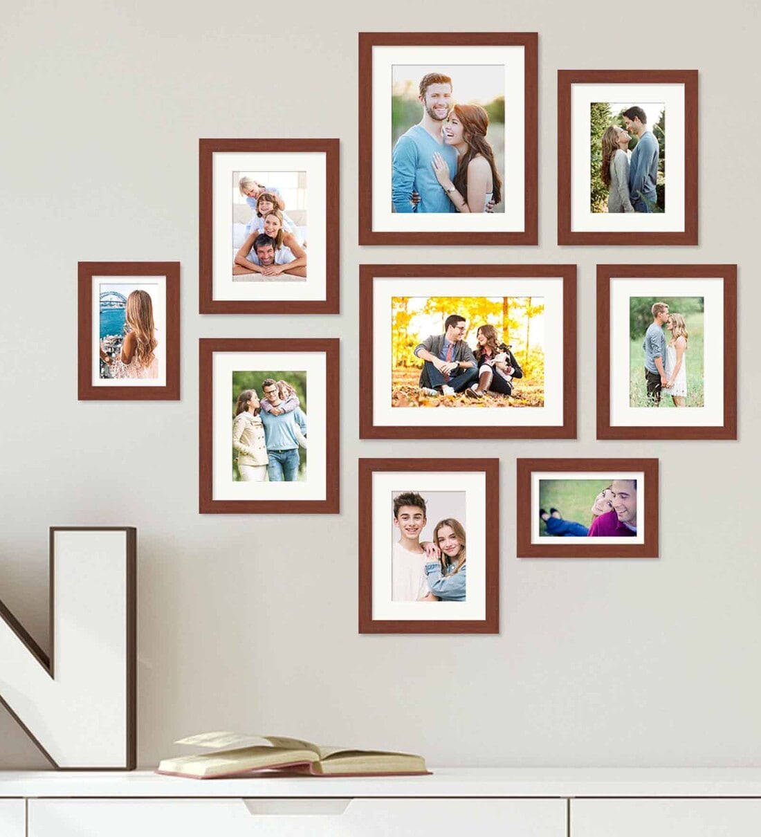 Buy Rylee Set Of 9 Brown Synthetic Wood Collage Photo Frames at 38% OFF ...