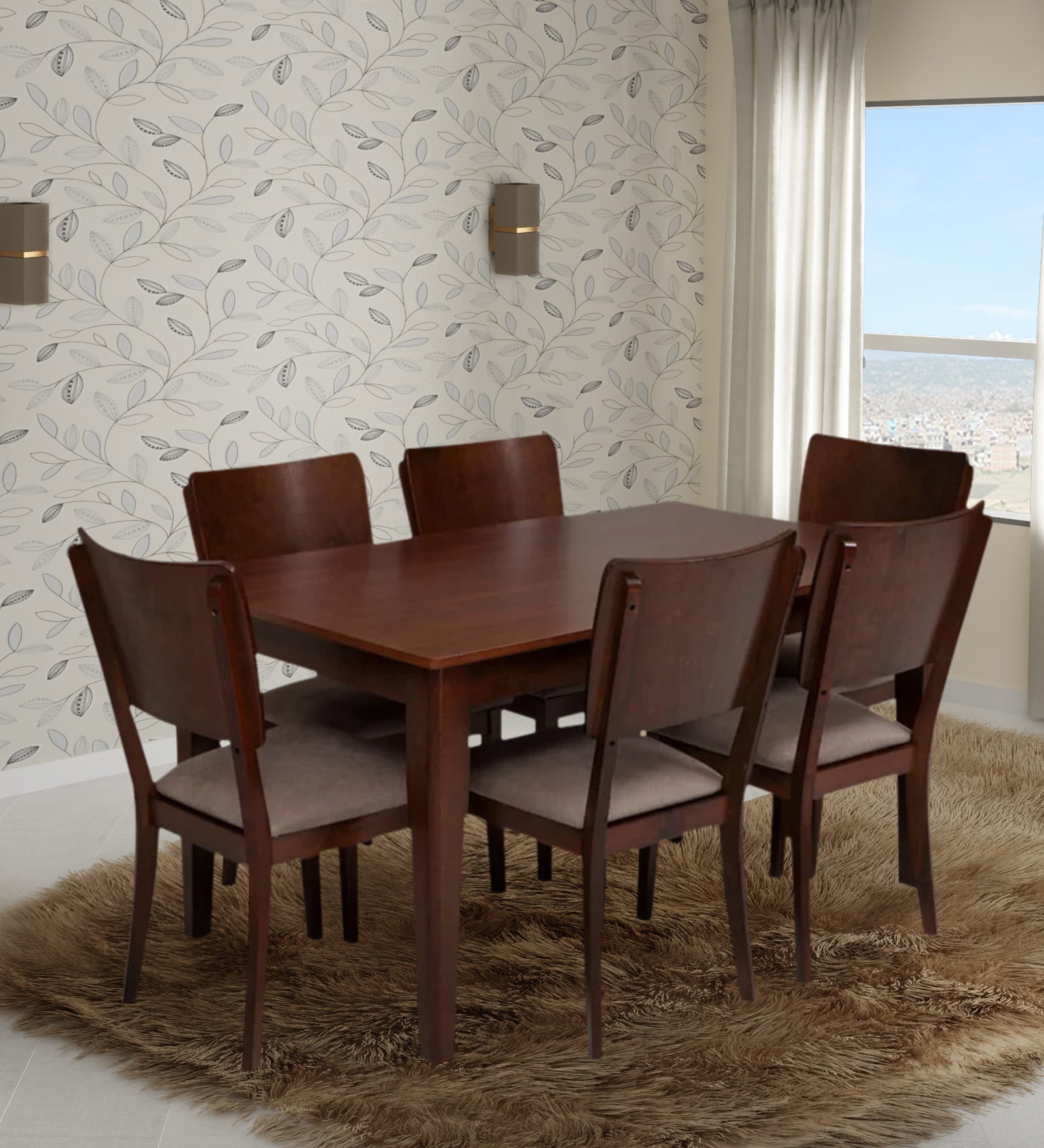 Buy Sydney 6 Seater Dining Set In Walnut Finish at 47 OFF by Evok