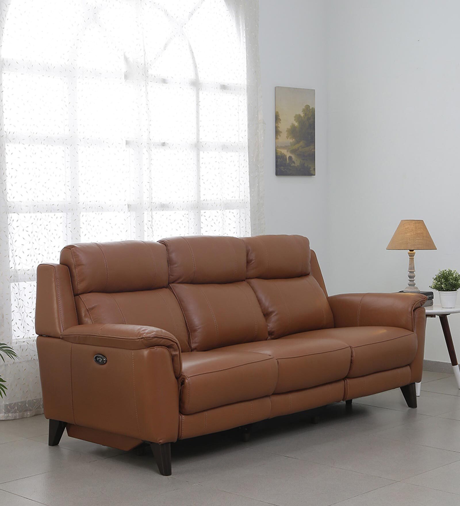 Symphony Leather 3 Seater Recliner Sofa in Brown Colour Symphony Leather 3 Seater Recliner Sofa in Brown Colour