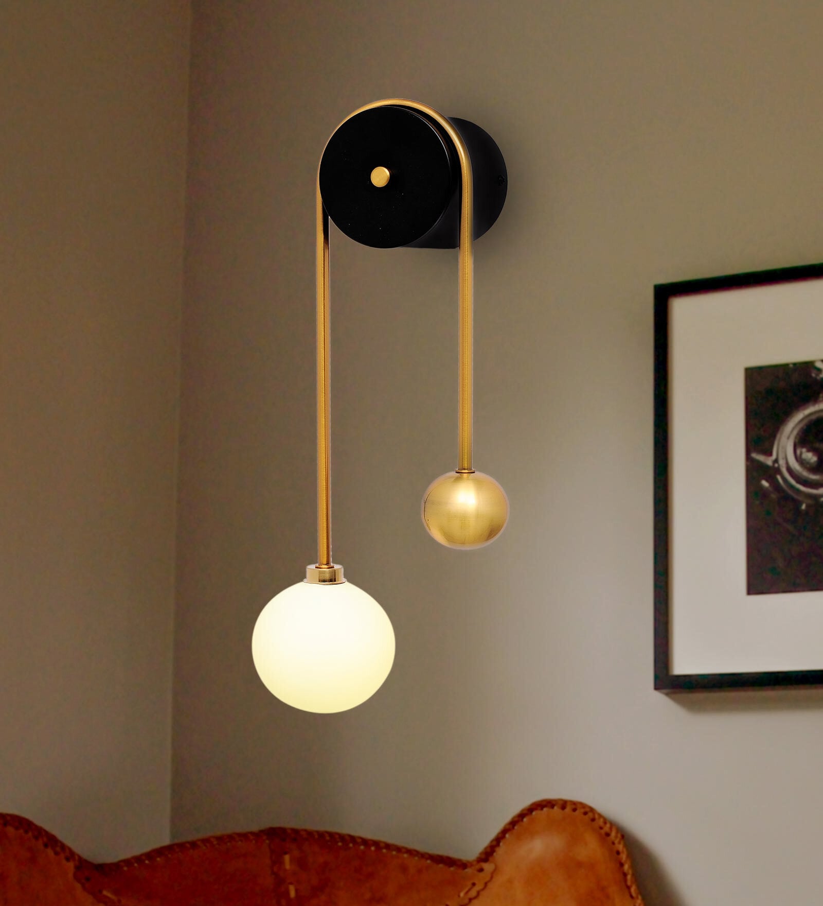 Phantom Brass Glass and Metal Novelty Wall Light