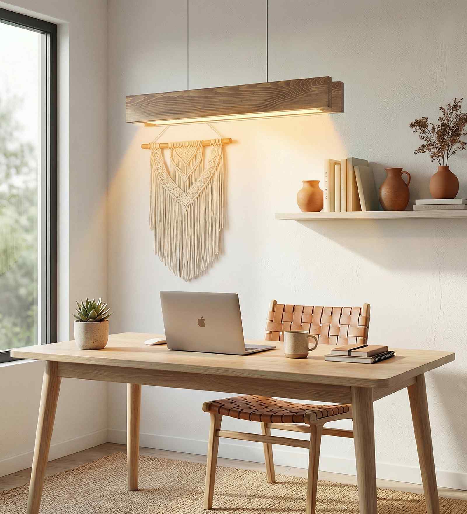 Synergy 36 Brown Solid Wood Linear LED Hanging Light