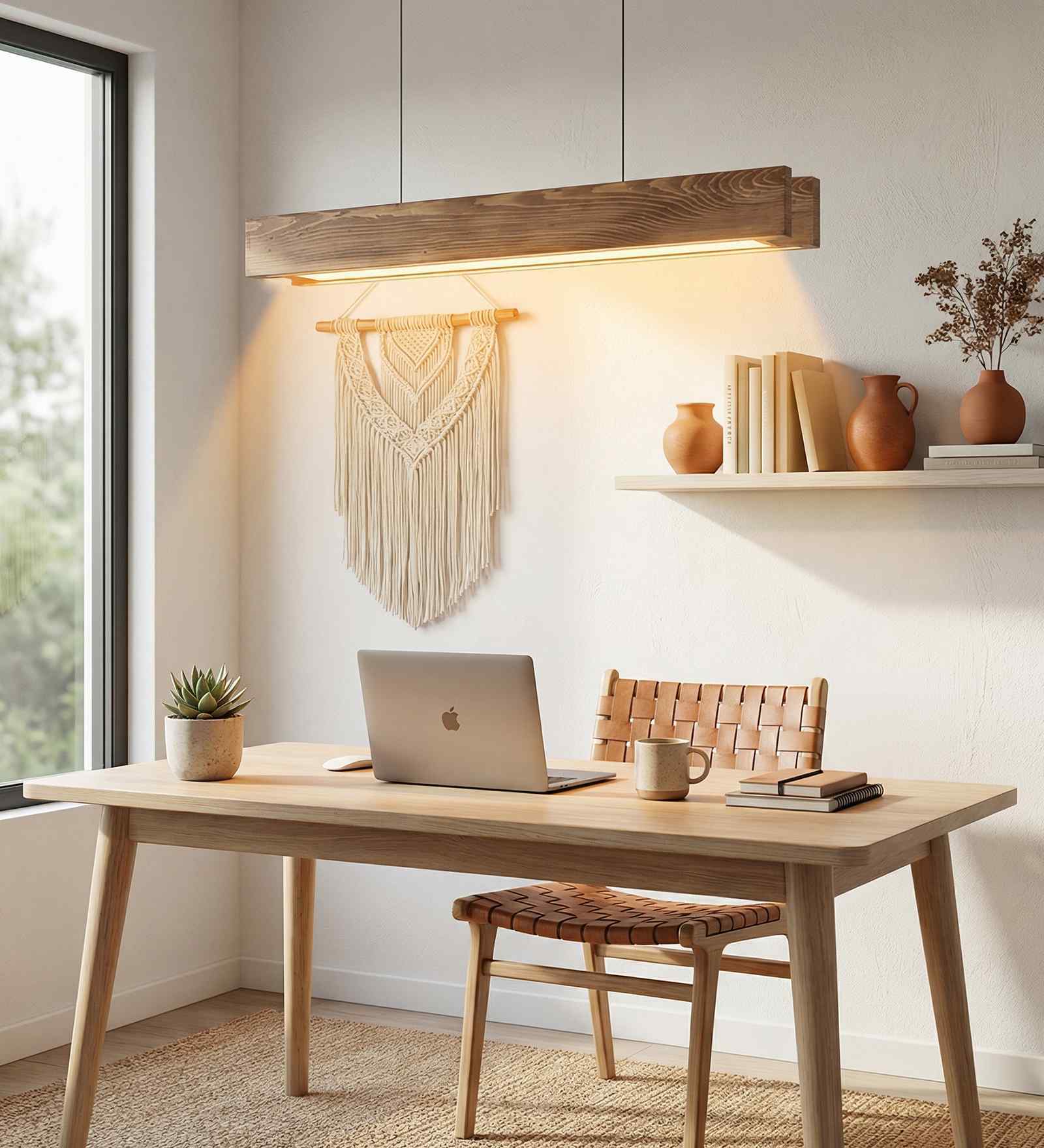 Synergy 48 Brown Solid Wood Linear LED Hanging Light