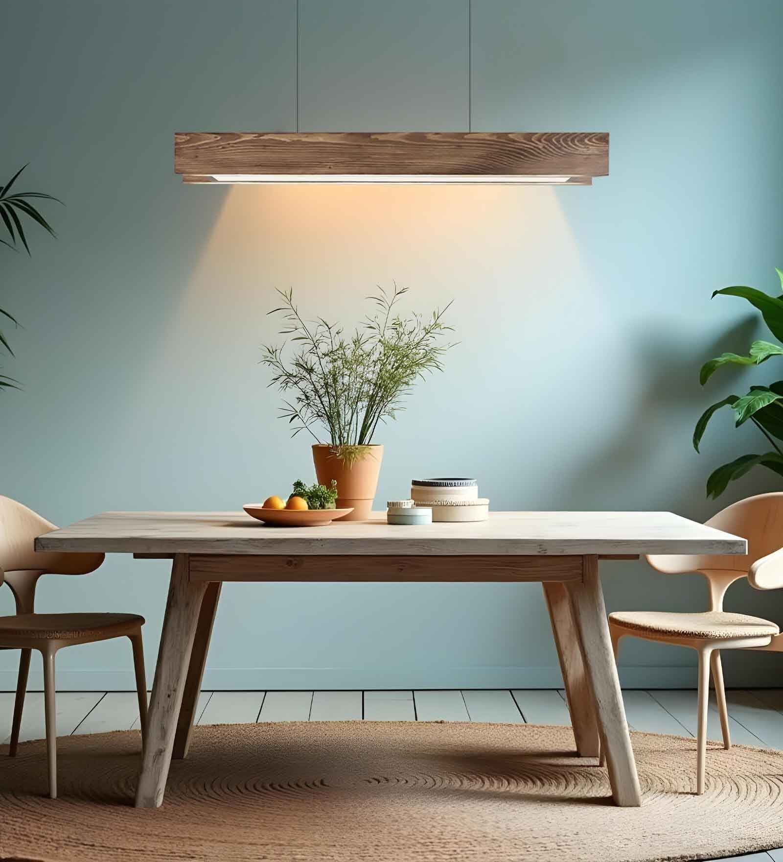 Synergy 48 Brown Solid Wood Linear LED Hanging Light