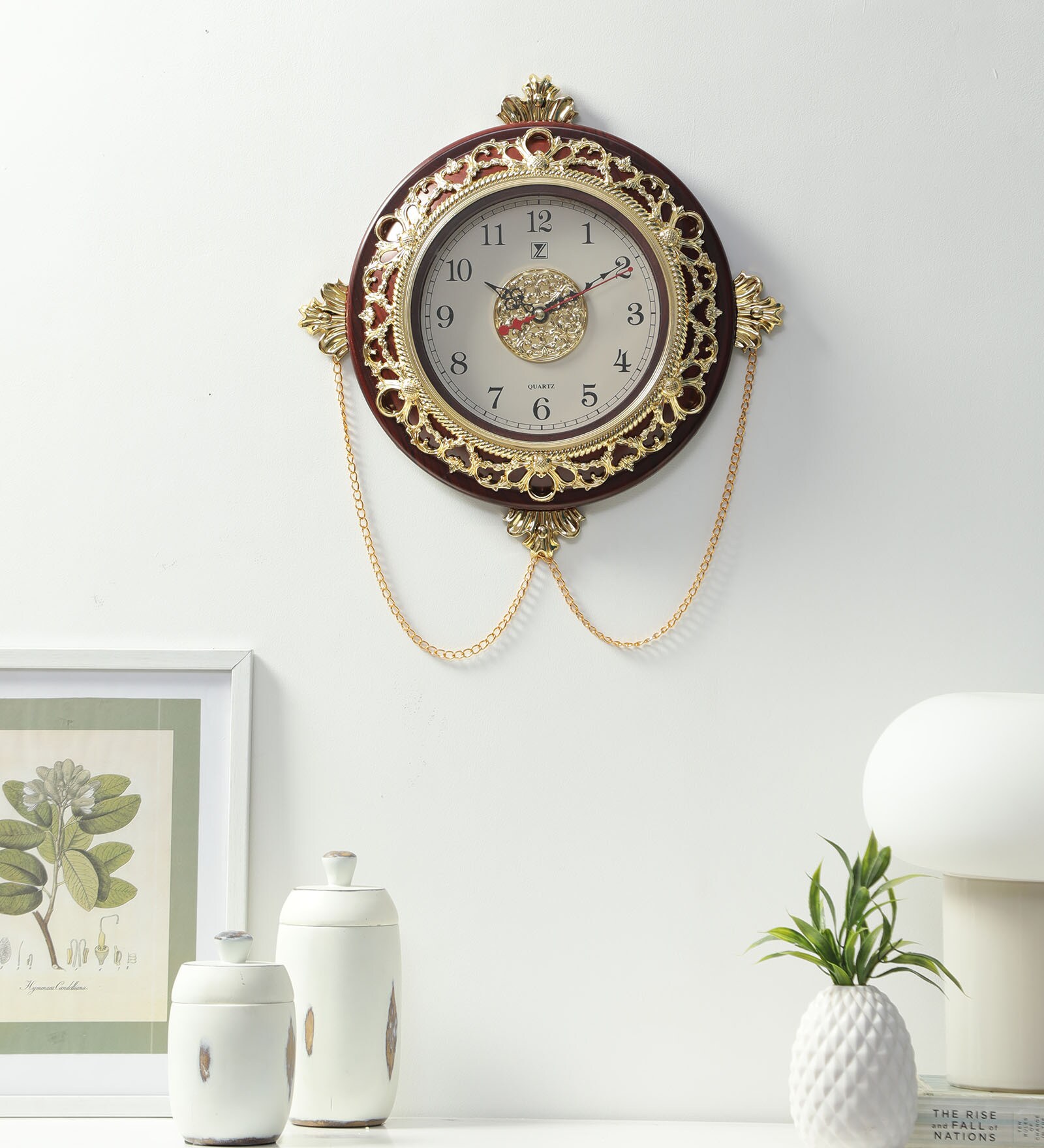 Red Plastic Chain Traditional Wall Clock