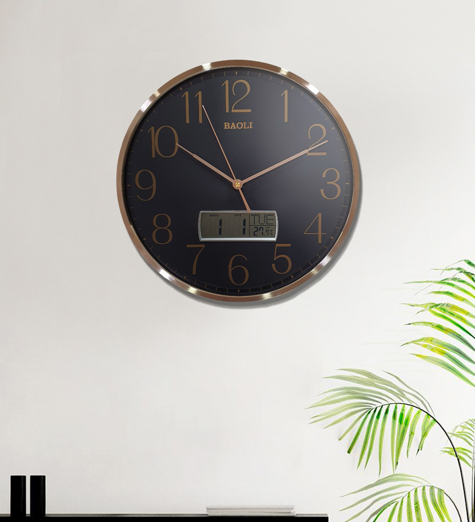 Gold Plastic Digital Modern Wall Clock