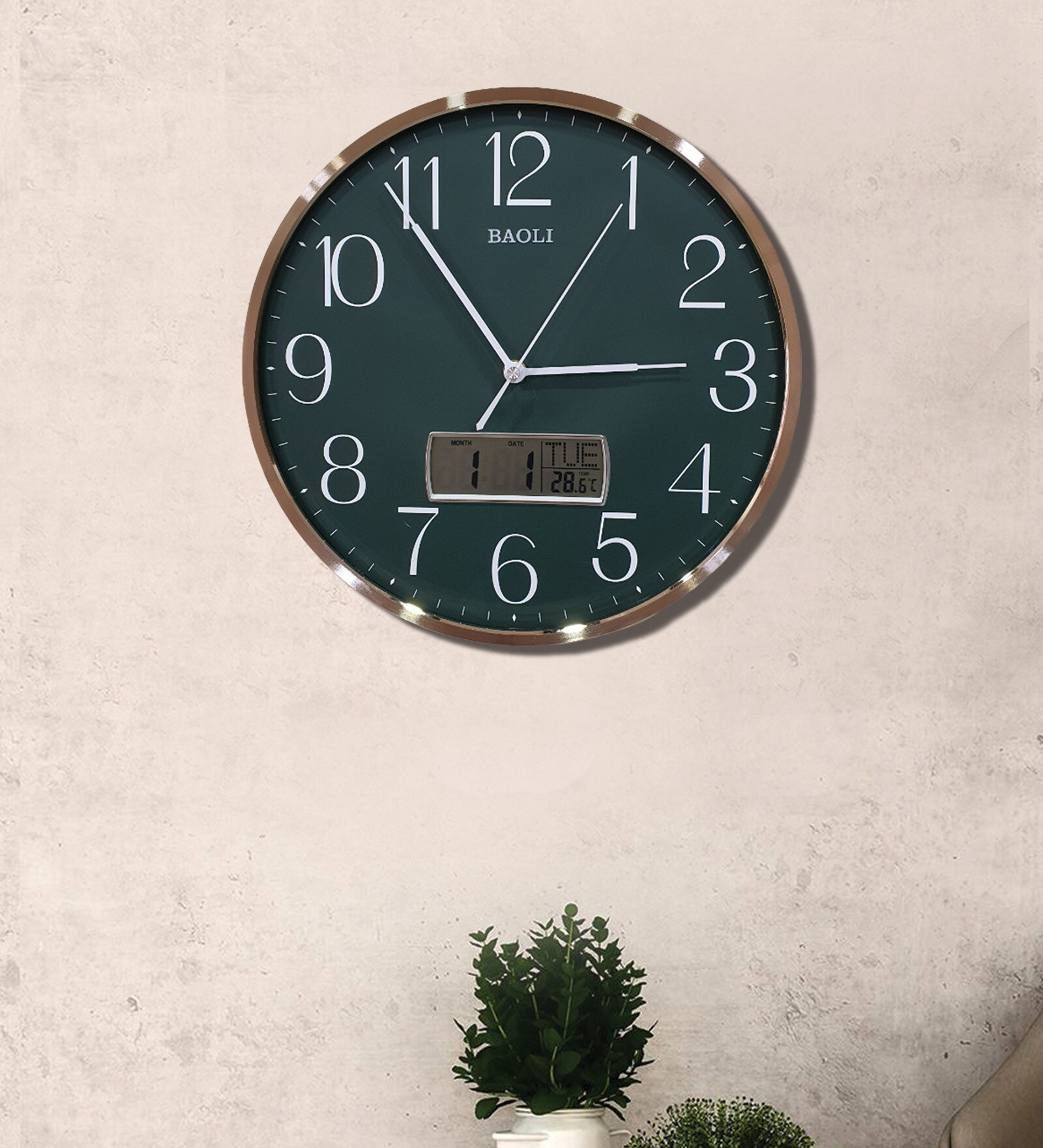 Gold Plastic Elegant Digital Modern Wall Clock