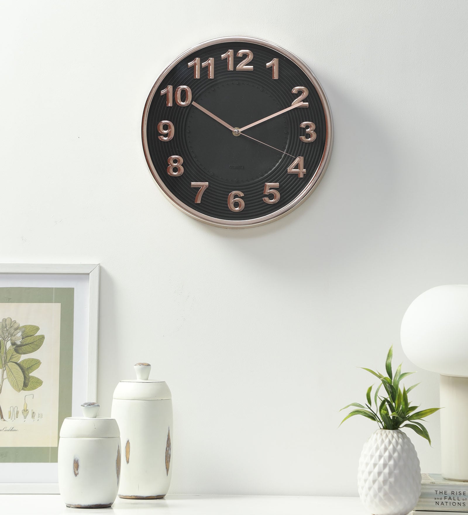 Buy Synthetic Minimal Style Wall Clock In Black at 42 OFF by