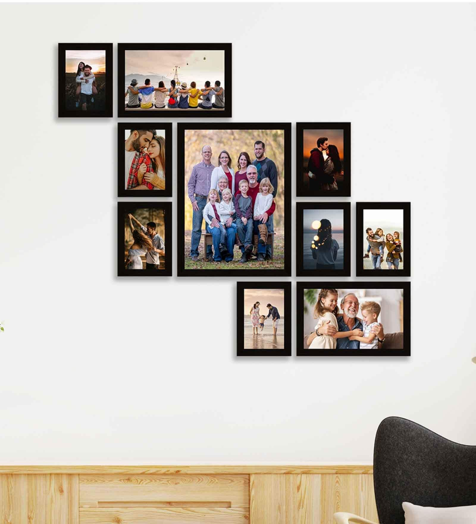 Buy Synthetic Wood Set of 10 Collage Photo Frames at 24% OFF by Elegant ...