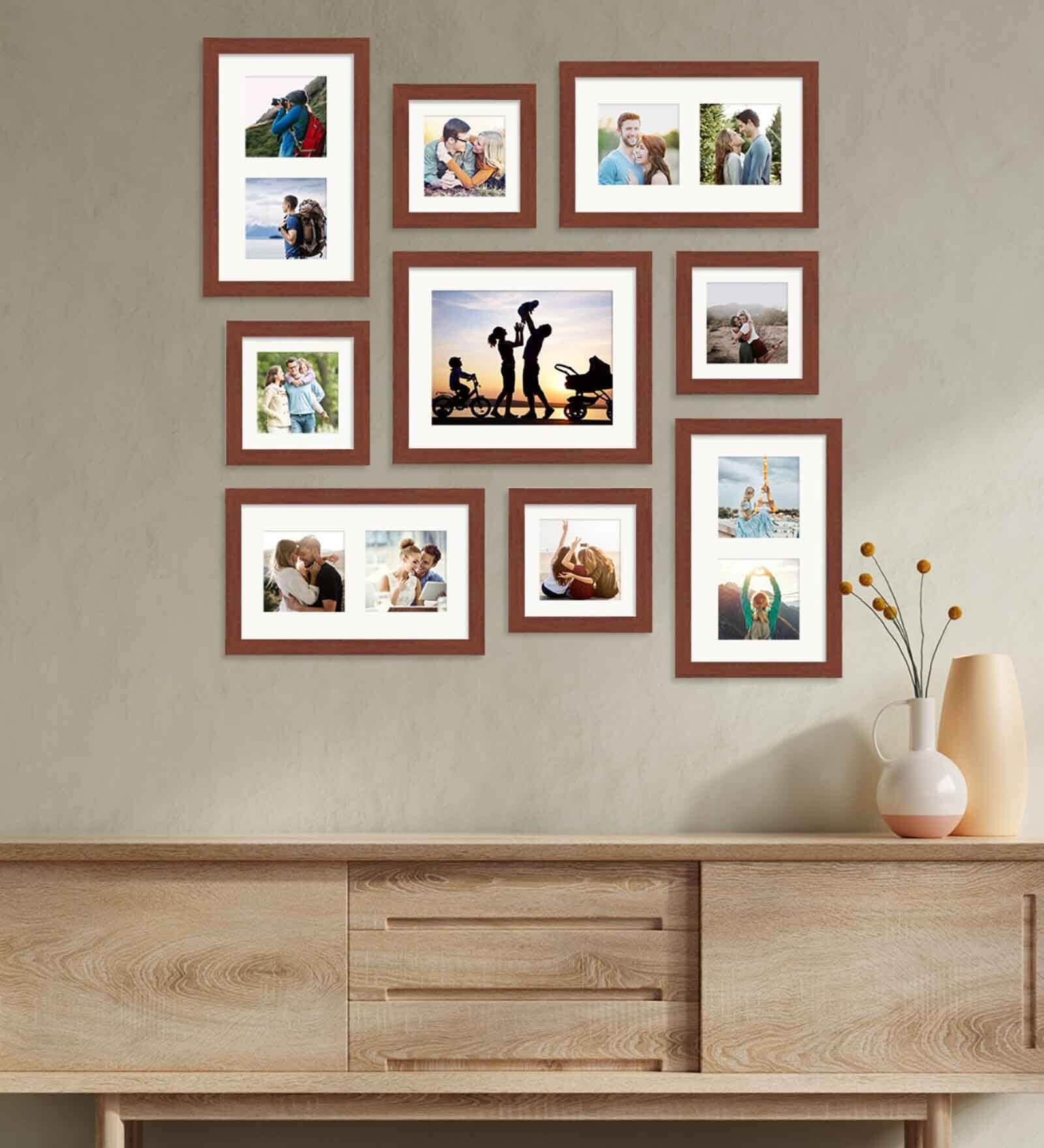 Buy Madeline Set Of 9 Brown Synthetic Wood Collage Photo Frames at 38% ...