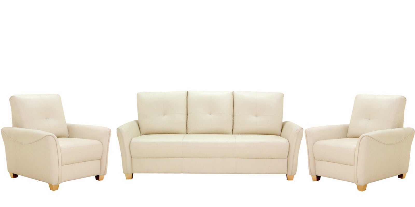 Buy Sydney Sofa Set (3 + 1 + 1) Seater in Ivory Colour by Furnitech