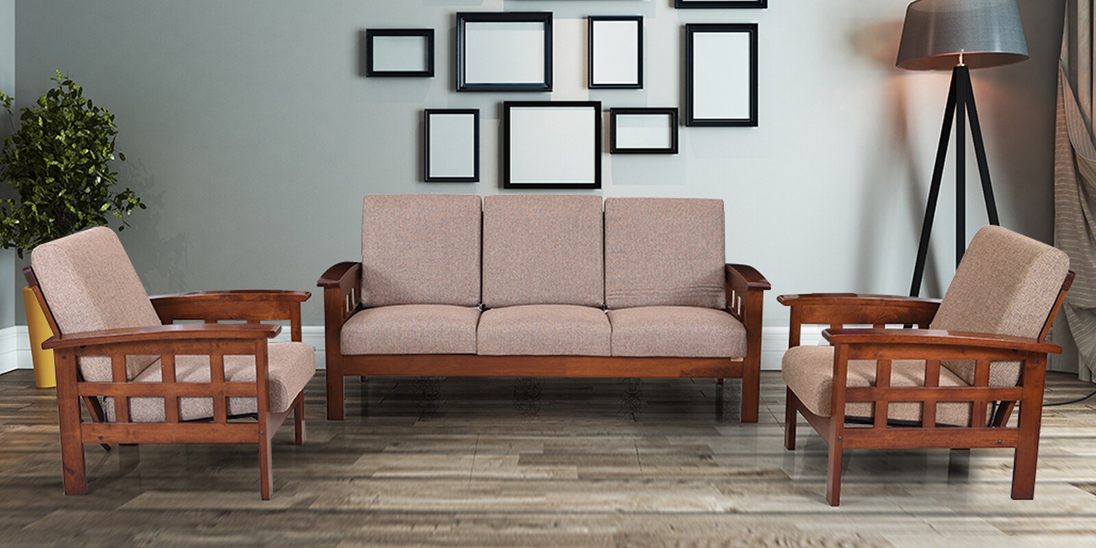 Buy Sydney Sofa set with Cushion (3+1+1 Seater) by RoyalOak Online
