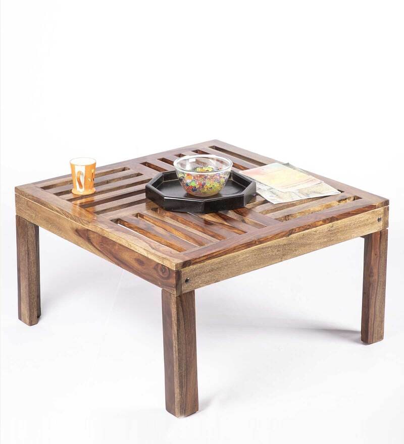 Buy Sydney Coffee Table in Teak Finish by Ikiriya Online Square Coffee Tables Coffee Tables