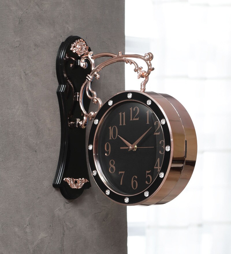 Buy Synthetic Designer Antique look Retro Station Wall Clock In Black