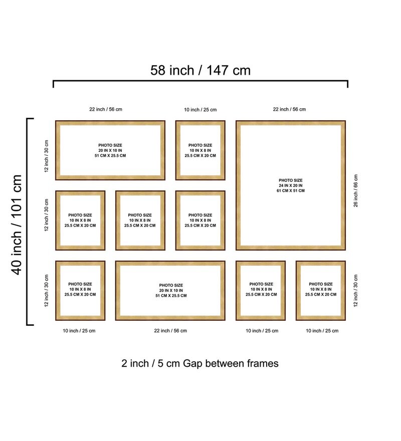 Buy Synthetic Wood Wall Collage Set of 10 Photo Frames By Elegant Arts And Frames Online