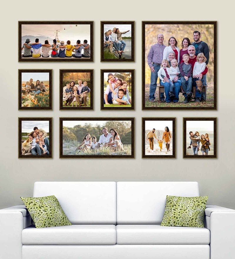 Buy Synthetic Wood Wall Collage Set of 10 Photo Frames By Elegant Arts ...